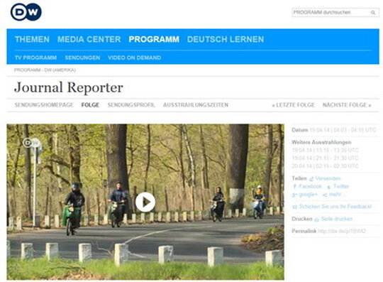 Screenshot - Beitrag der Deutschen Welle "Mit dem Motorrad in den Frühling" Screenshot - Beitrag der Deutschen Welle "Mit dem Motorrad in den Frühling"
